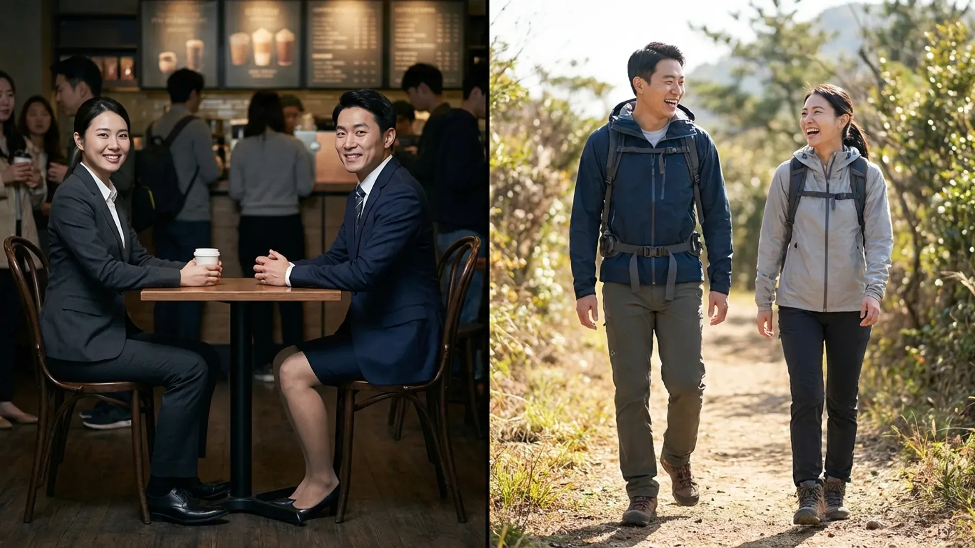 對比：咖啡廳約會的尷尬 vs 戶外步道約會的自然歡笑